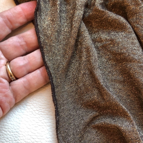 Shine New York gold metallic ruched shirt w/ wood - Picture 5 of 7